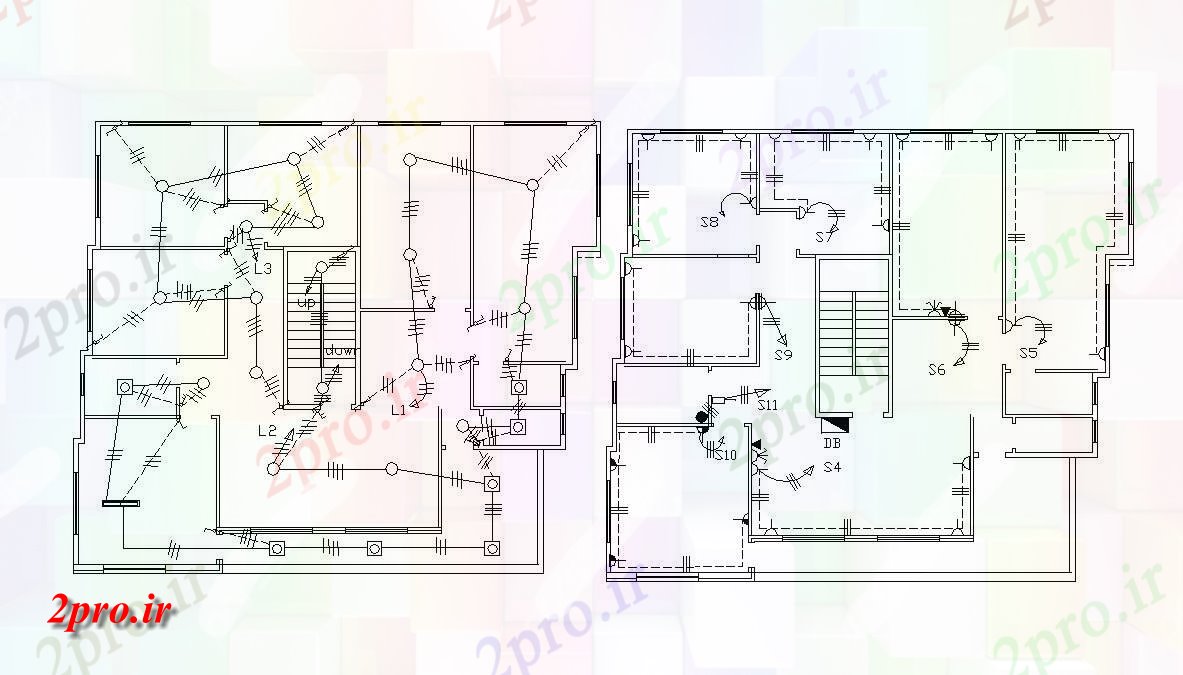دانلود نقشه برق مسکونی  طراحی برق از خانه طراحی به  (کد47576)