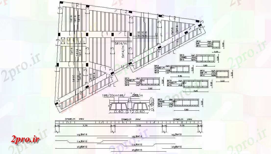 دانلود نقشه جزئیات ساختار ساختمان مسکونی موج نو طراحی با تقویت  (کد47584)