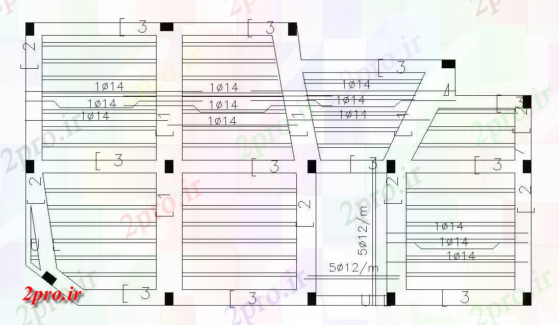 دانلود نقشه جزئیات ساختار طراحی سازه دال با میله    (کد47589)