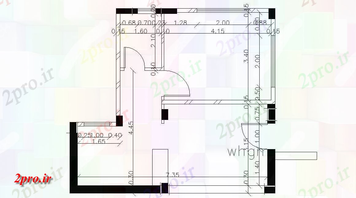 دانلود نقشه خانه های کوچک ، نگهبانی ، سازمانی - ساده یک BHK خانه طراحی  اتوکد   (کد47604)