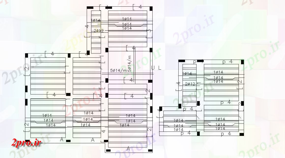 دانلود نقشه جزئیات ساختار سازه موج نو طراحی با میله اتوکد (کد47605)