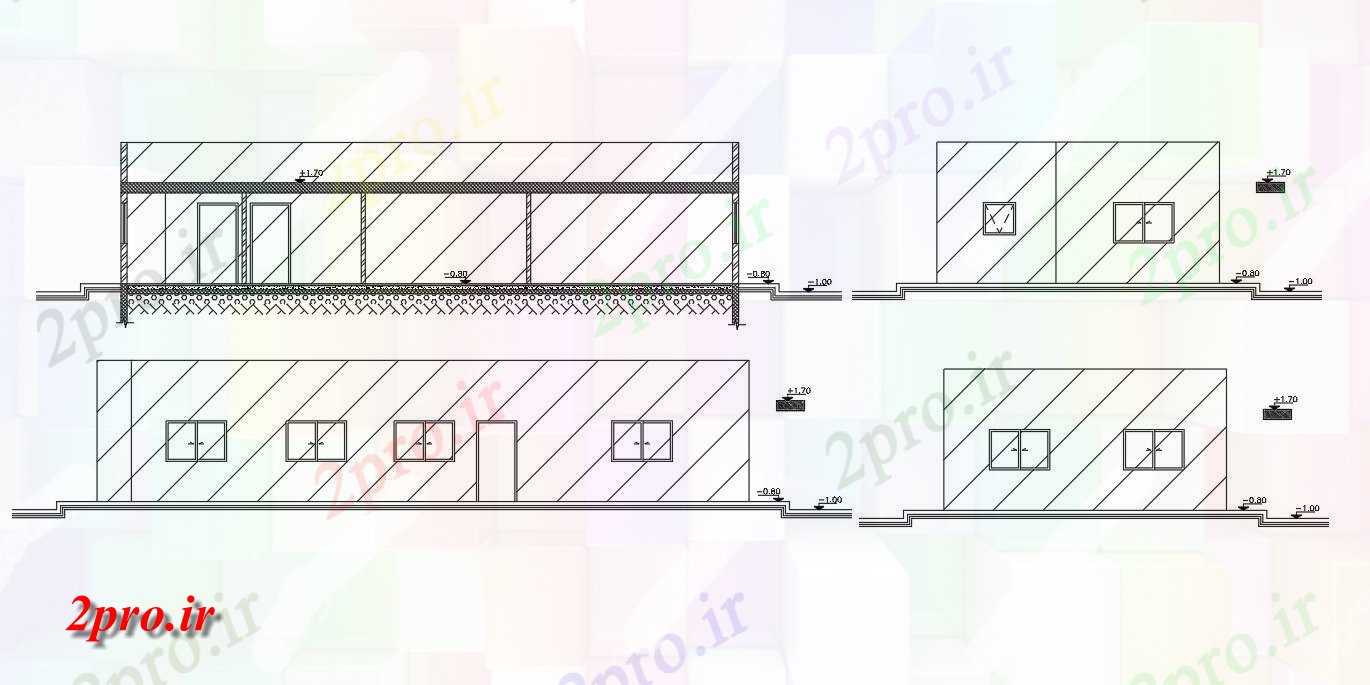 دانلود نقشه خانه های کوچک ، نگهبانی ، سازمانی - فوت مربع نمونه ساختمان خانه (کد47616)