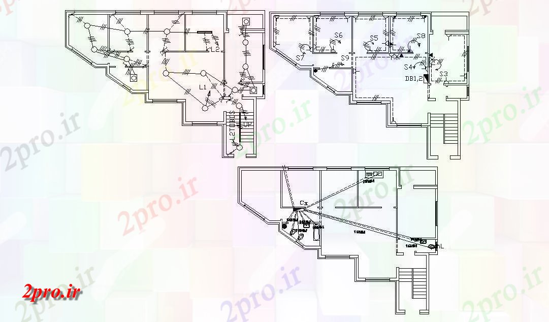 دانلود نقشه جزئیات لوله کشی برق و لوله کشی طراحی بزرگ  ویلایی  (کد47631)