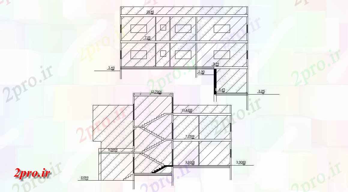 دانلود نقشه خانه های کوچک ، نگهبانی ، سازمانی - دو دان خانه بخش ها   معماری  (کد47636)