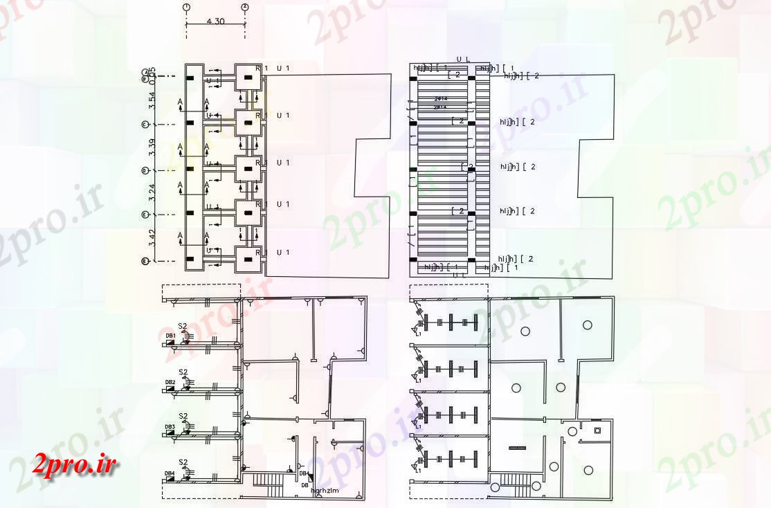 دانلود نقشه خانه های کوچک ، نگهبانی ، سازمانی - فروشگاه با خانه کار طرحی طبقه نشیمن (کد47649)