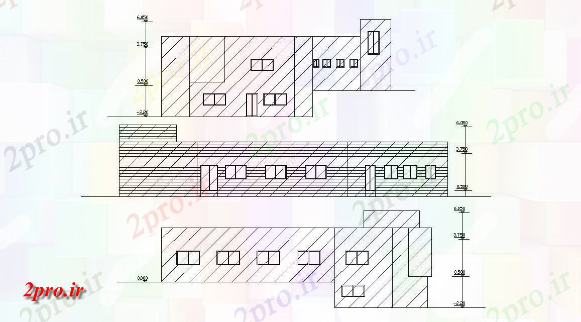 دانلود نقشه خانه های کوچک ، نگهبانی ، سازمانی -   سه دان مسکونی خانه (کد47651)