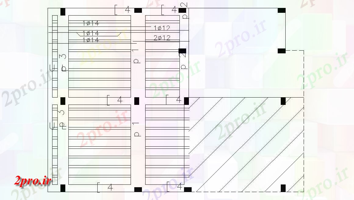 دانلود نقشه جزئیات ساختار موج نو تقویت سازه نشیمن  (کد47660)