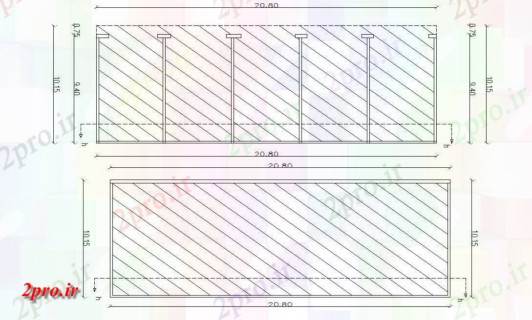 دانلود نقشه ساختمان اداری - تجاری - صنعتی ساختمان تجاری دو طبقه طرحی با ابعاد  (کد47666)