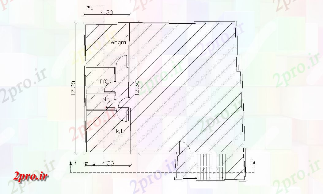 دانلود نقشه خانه های کوچک ، نگهبانی ، سازمانی - طرحی طبقه تراس با اتاق طراحی به  (کد47672)