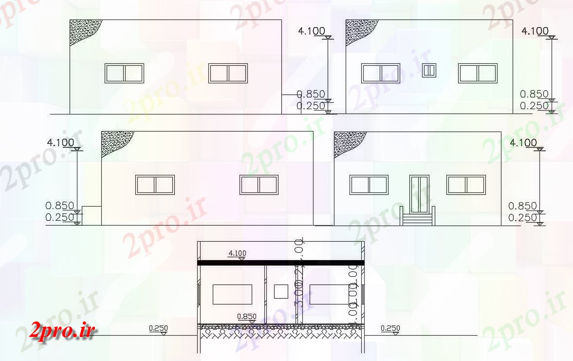 دانلود نقشه خانه های کوچک ، نگهبانی ، سازمانی - فوت ساختمان خانه طراحی   (کد47674)