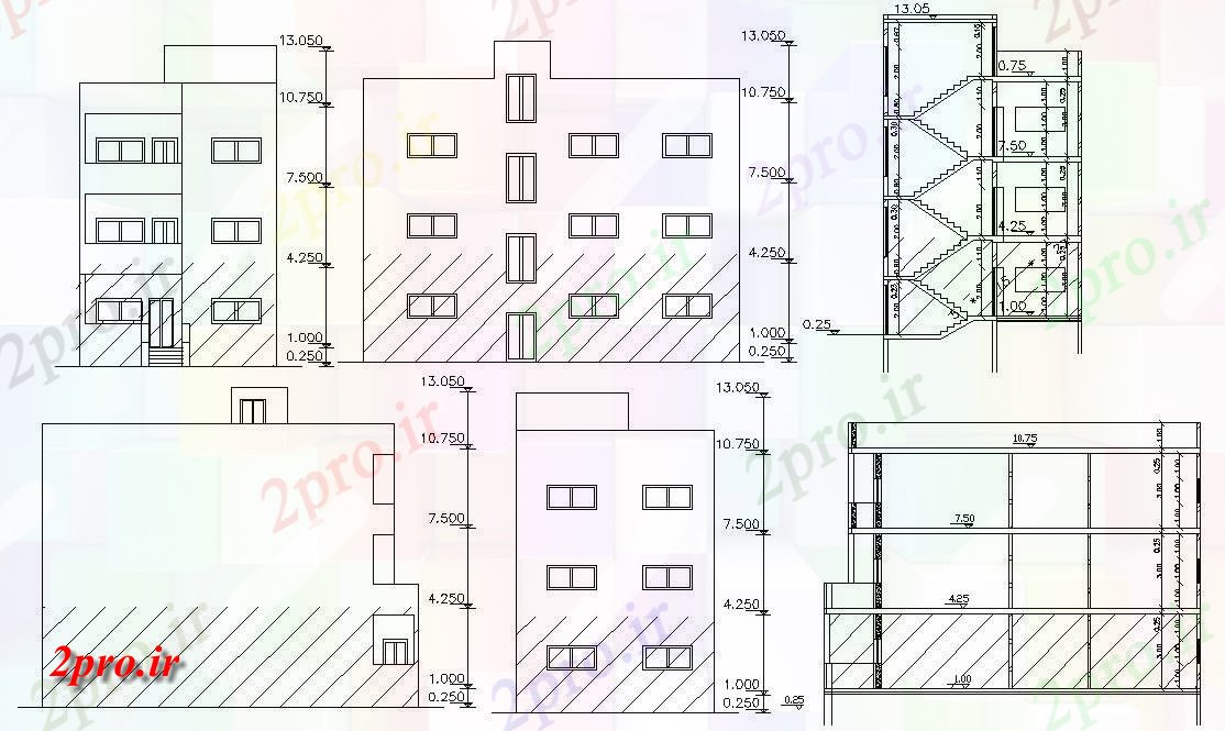 دانلود نقشه مسکونی  ، ویلایی ، آپارتمان   خانه مدرن نماات و بخش  (کد47684)