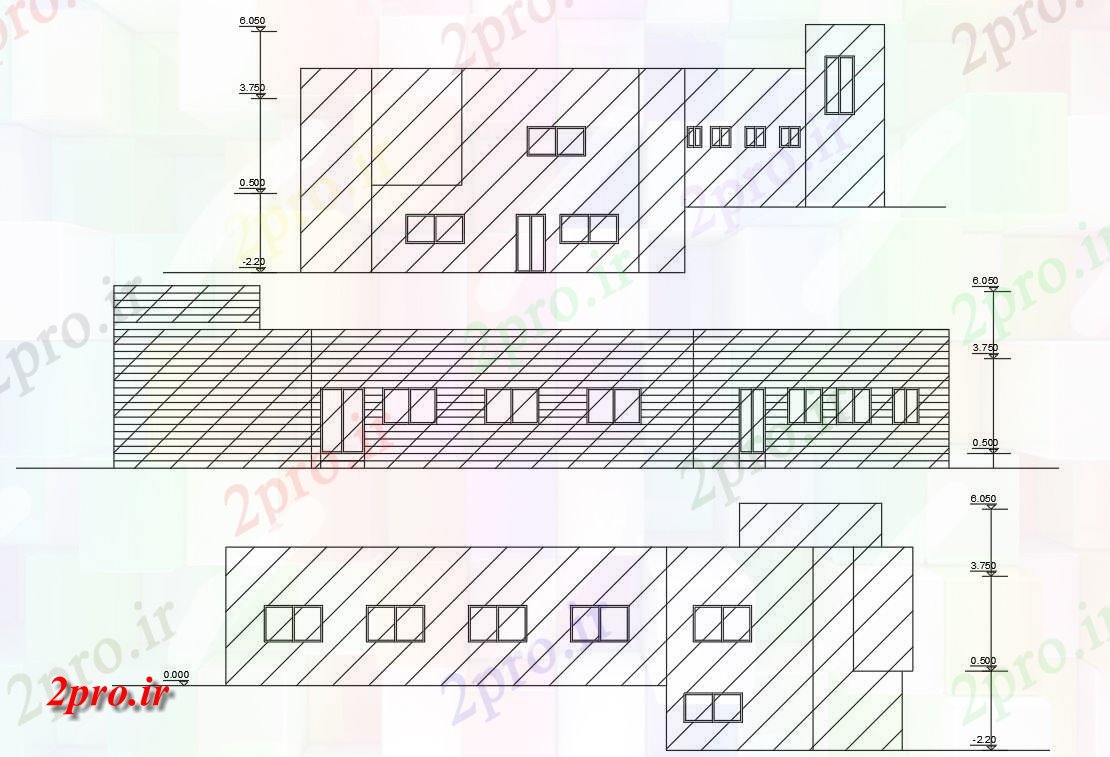 دانلود نقشه ساختمان اداری - تجاری - صنعتی حزب سالن Building  نمای  (کد47703)