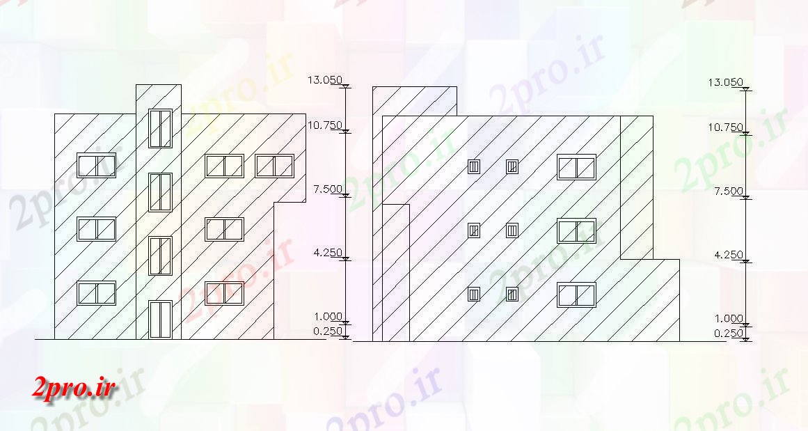 دانلود نقشه مسکونی  ، ویلایی ، آپارتمان  نما از    (کد47728)