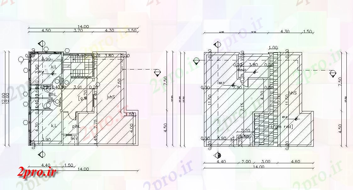 دانلود نقشه خانه های کوچک ، نگهبانی ، سازمانی - ویلایی خانه طرحی طبقه با ابعاد   (کد47733)