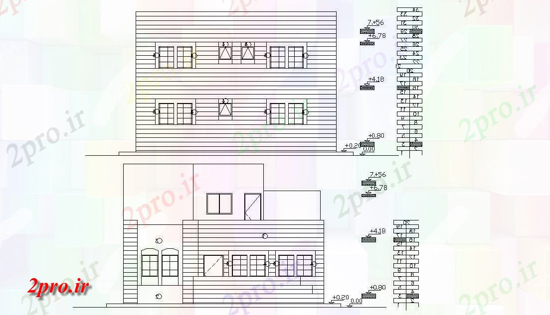 دانلود نقشه خانه های کوچک ، نگهبانی ، سازمانی - ویلایی خانه نمای طرحی   (کد47735)