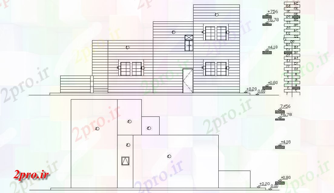 دانلود نقشه خانه های کوچک ، نگهبانی ، سازمانی - خانه مسکونی نمای طرحی   (کد47736)