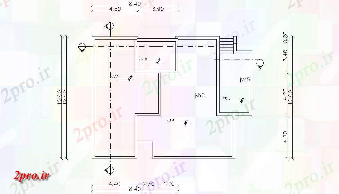 دانلود نقشه خانه های کوچک ، نگهبانی ، سازمانی - تراس طرحی طبقه  (کد47737)