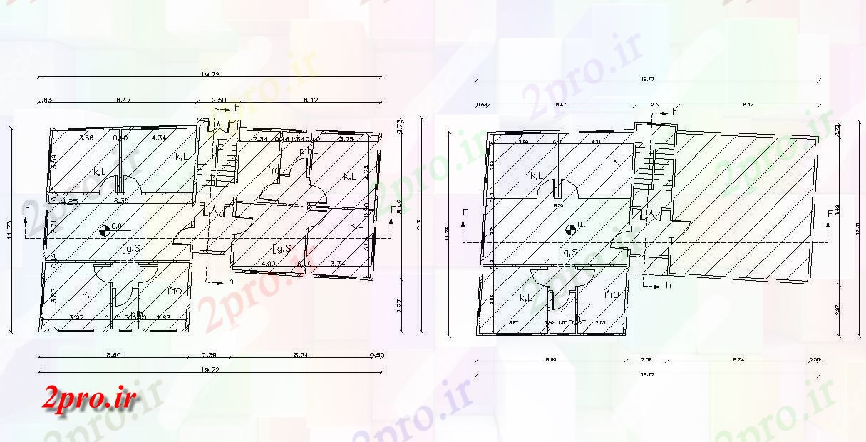 دانلود نقشه خانه های کوچک ، نگهبانی ، سازمانی - طرحی طبقه ویلایی خانه با ابعاد   (کد47742)