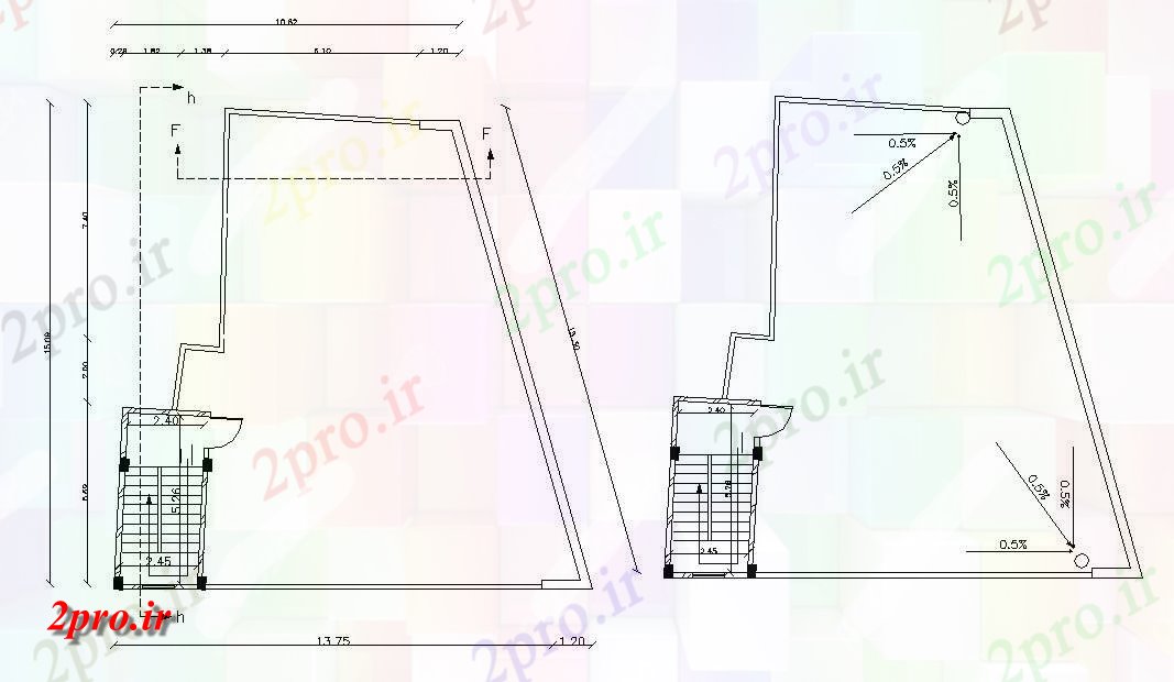 دانلود نقشه خانه های کوچک ، نگهبانی ، سازمانی - تراس طرحی طبقه با ابعاد  (کد47744)