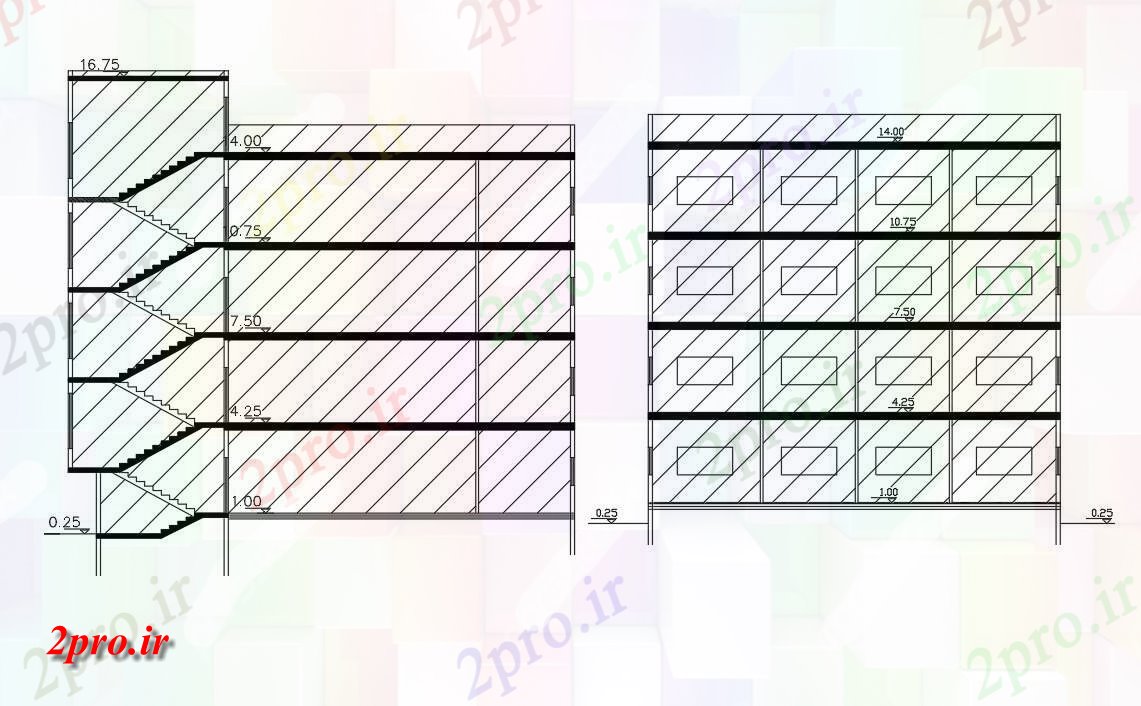 دانلود نقشه مسکونی  ، ویلایی ، آپارتمان    آپارتمان   ساختمان بخش نشیمن (کد47765)