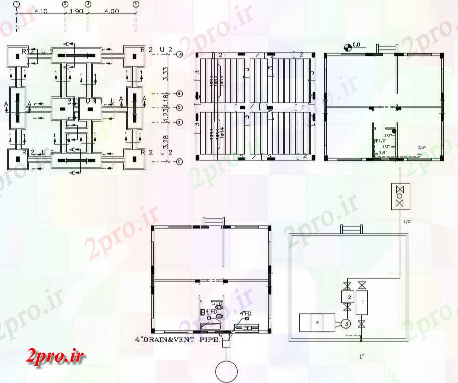 دانلود نقشه جزئیات ستون X 32 فوت ساخت و ساز خانه  (کد47771)