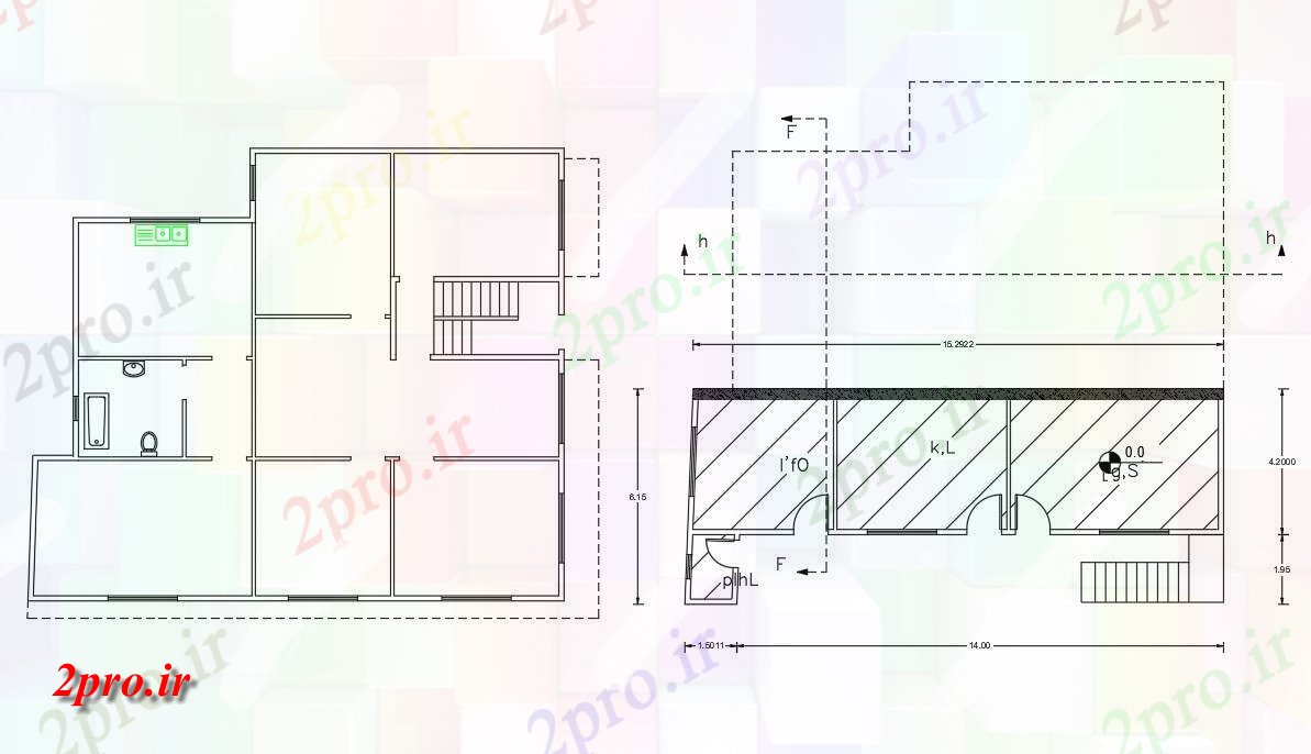 دانلود نقشه مسکونی  ، ویلایی ، آپارتمان    3 BHK آپارتمان   طرحی طبقه طراحی (کد47776)