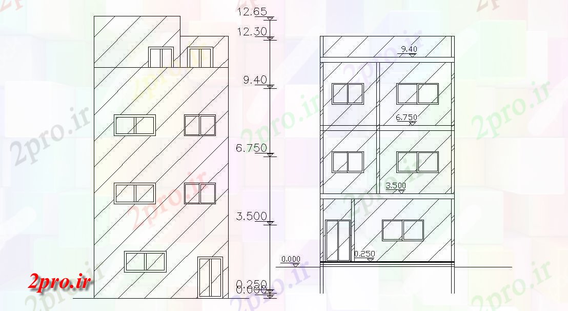 دانلود نقشه خانه های کوچک ، نگهبانی ، سازمانی - فوت مربع ساختمان خانه نمای طراحی (کد47785)