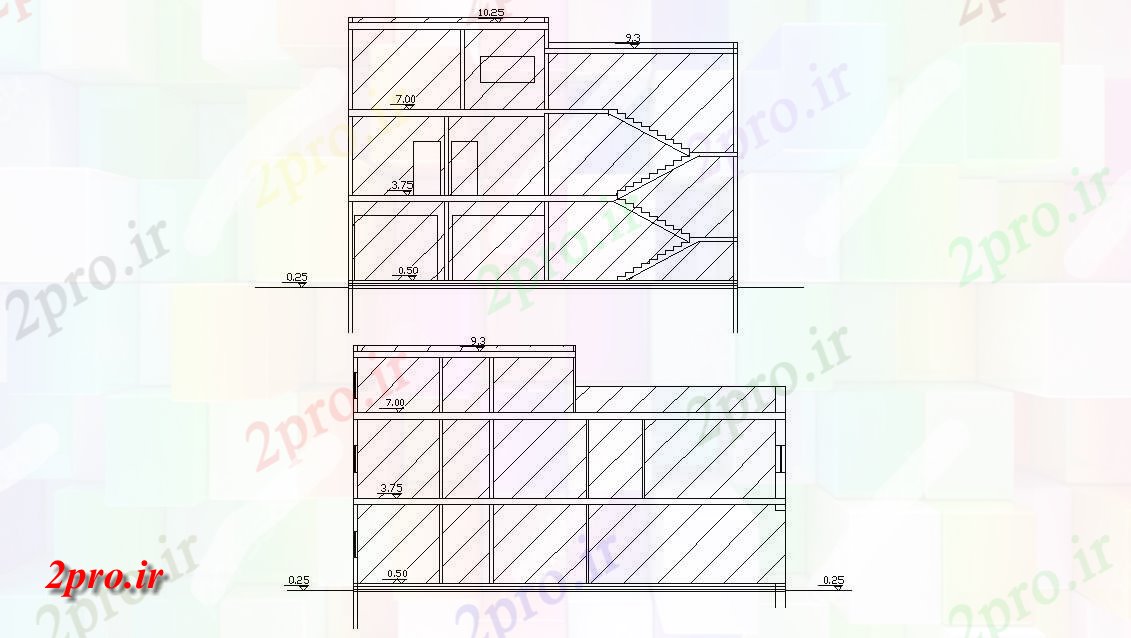 دانلود نقشه خانه های کوچک ، نگهبانی ، سازمانی - فروشگاه با خانه جلو و عقب نما طراحی (کد47808)