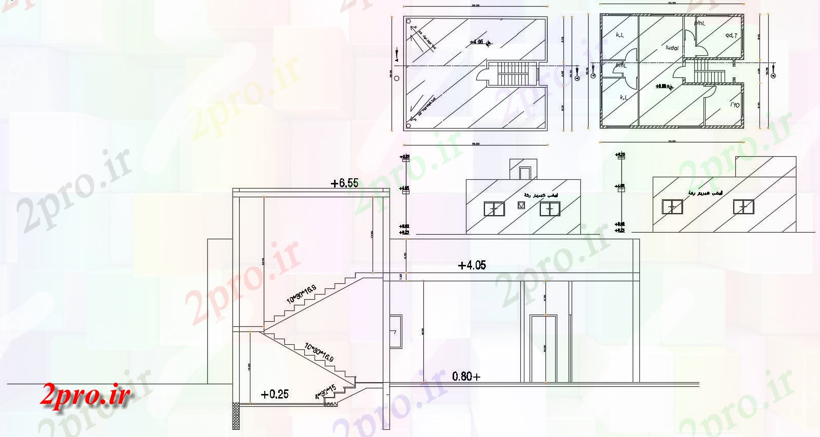 دانلود نقشه خانه های کوچک ، نگهبانی ، سازمانی - BHK ساختمان خانه بخشی نما طراحی   (کد47819)