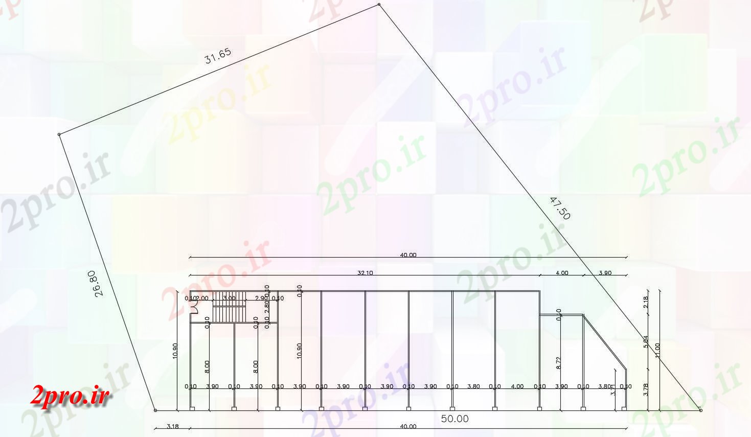 دانلود نقشه ساختمان اداری - تجاری - صنعتی طرحی Shop  تجاری طبقه (کد47821)