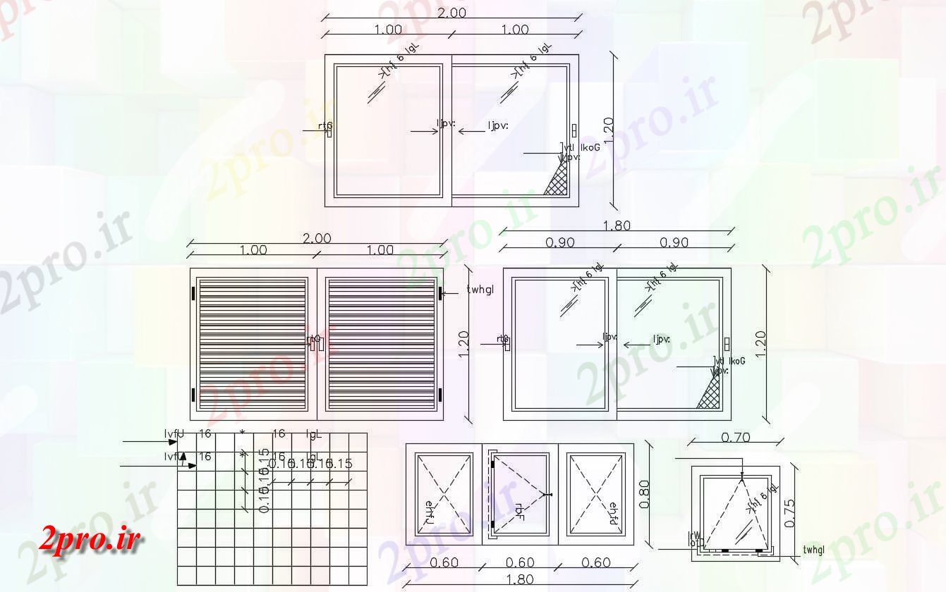 دانلود نقشه جزئیات طراحی در و پنجره  پنجره نمای طراحی هزینه  (کد47822)