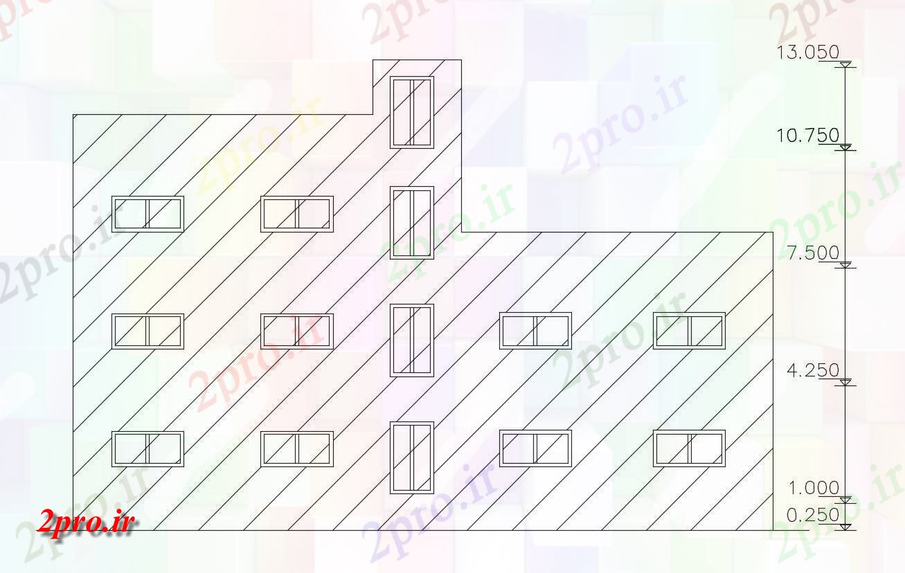 دانلود نقشه مسکونی  ، ویلایی ، آپارتمان    آپارتمان   عقب نما طراحی (کد47834)