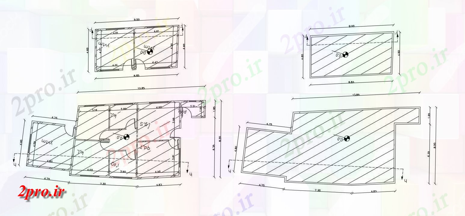 دانلود نقشه خانه های کوچک ، نگهبانی ، سازمانی -  اتوکد مسکن (کد47857)