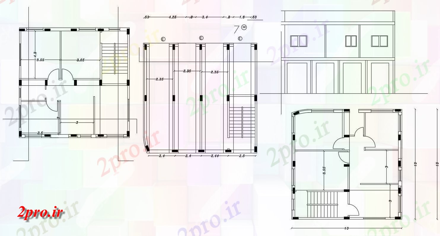 دانلود نقشه مسکونی  ، ویلایی ، آپارتمان  طرحی آپارتمان   طبقه همکف فروشگاه با 2 BHK (کد47863)