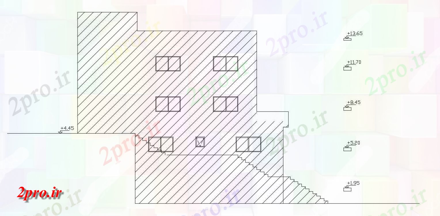 دانلود نقشه مسکونی  ، ویلایی ، آپارتمان   خانه عقب نما (کد47883)