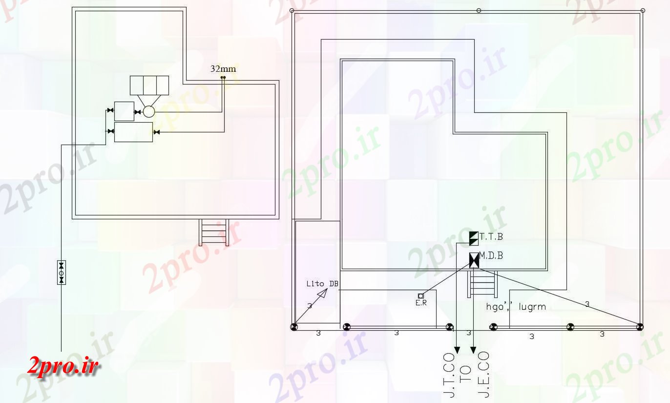 دانلود نقشه مسکونی  ، ویلایی ، آپارتمان  طرحی تراس خانه با 32 میلی متر متر آب   (کد47889)