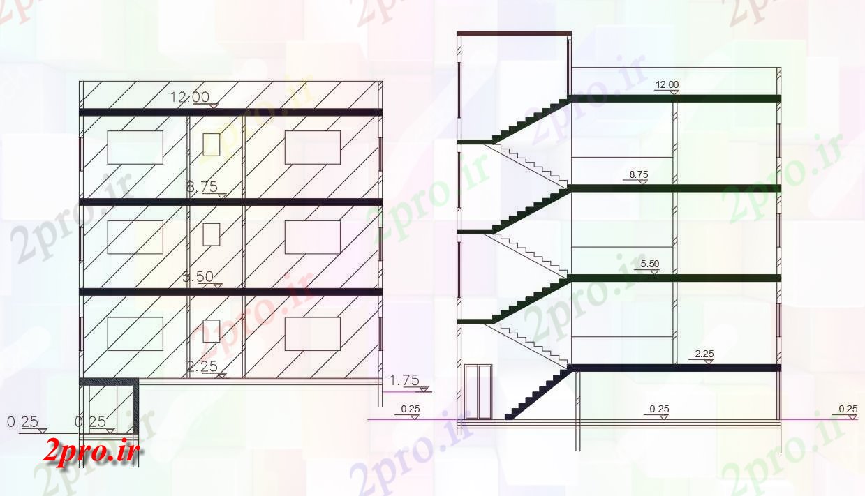 دانلود نقشه مسکونی  ، ویلایی ، آپارتمان  آپارتمان Building  بخش  نشیمن (کد47901)