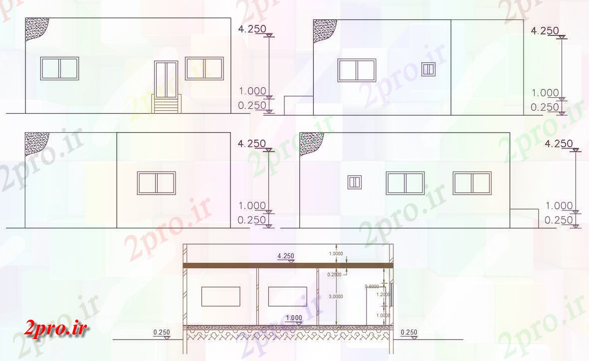 دانلود نقشه خانه های کوچک ، نگهبانی ، سازمانی -   ساختمان خانه طراحی  نشیمن (کد47907)