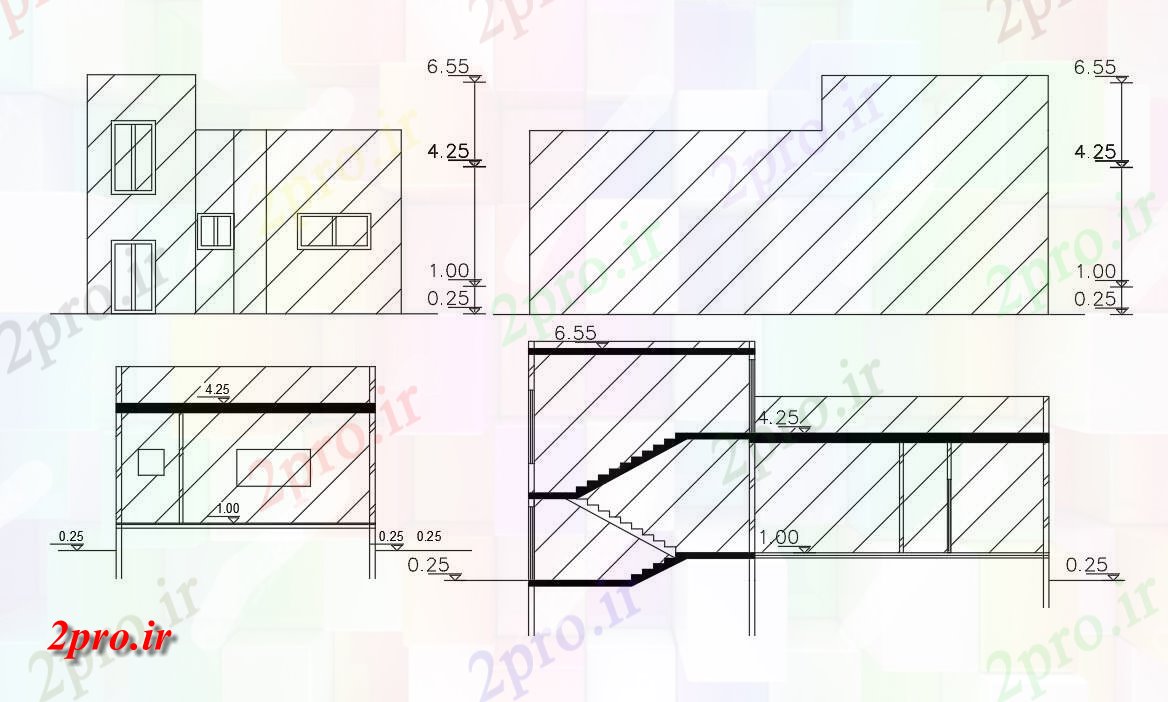 دانلود نقشه خانه های کوچک ، نگهبانی ، سازمانی -   خانه کوچک بخشی نما طراحی (کد47909)