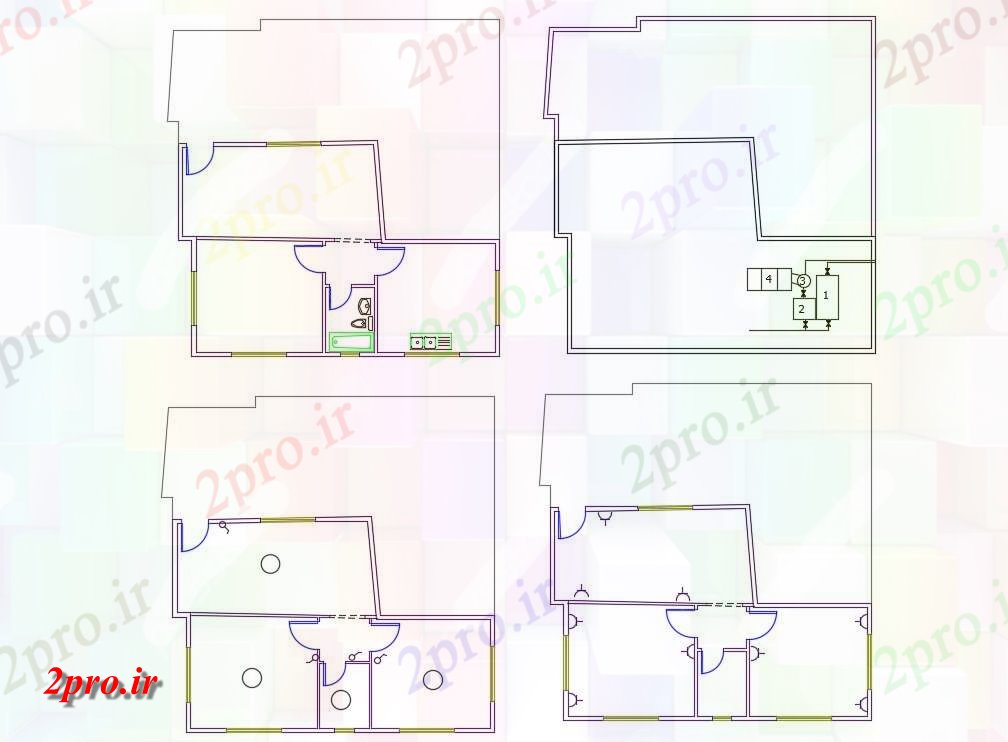 دانلود نقشه مسکونی  ، ویلایی ، آپارتمان   خانه کوچک چیدمان برق (کد47920)