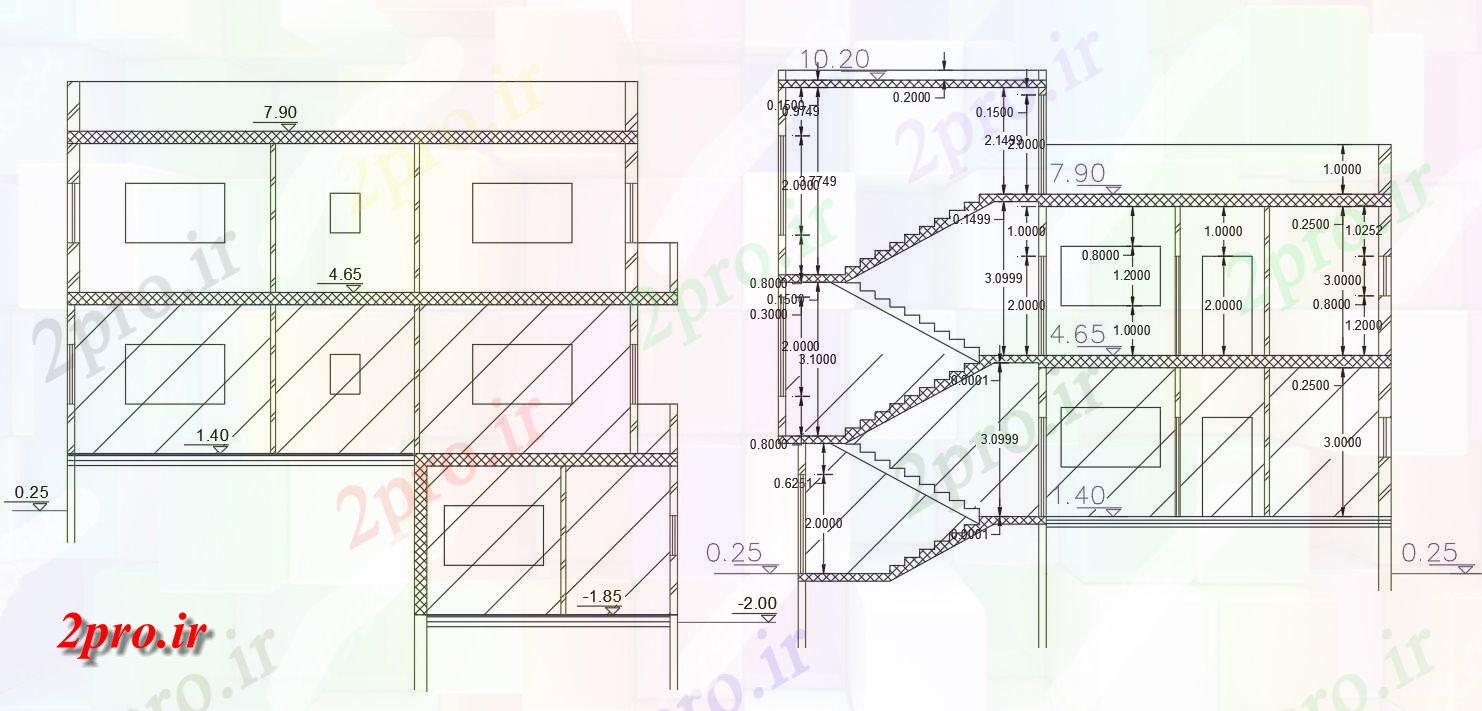 دانلود نقشه مسکونی  ، ویلایی ، آپارتمان   خانه ساختمان (بخشی)   (کد47927)