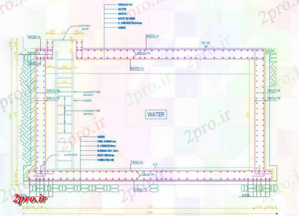 دانلود نقشه مسکونی  ، ویلایی ، آپارتمان  RCC مخزن آب کارخانه بخش نشیمن (کد47935)