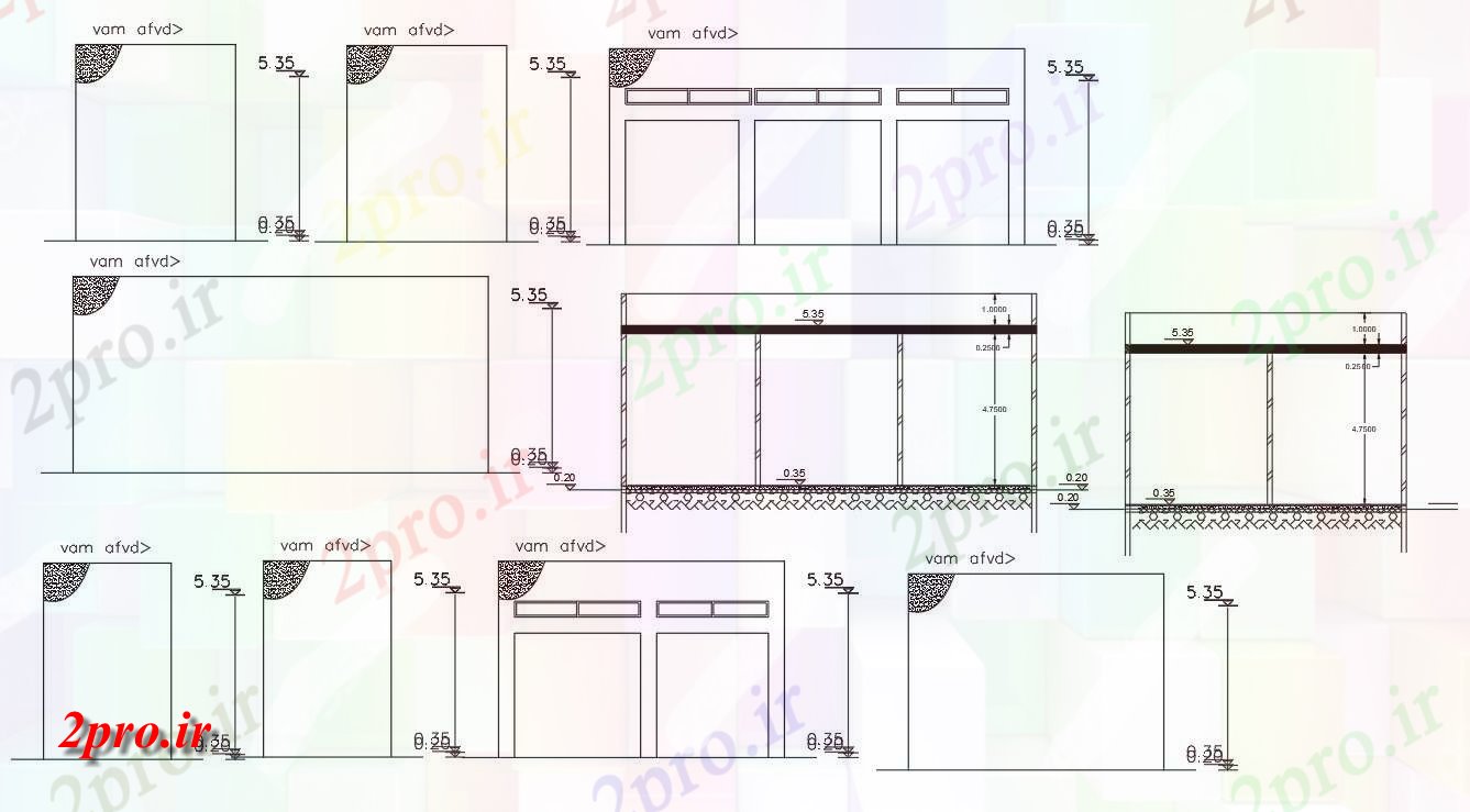 دانلود نقشه ساختمان اداری - تجاری - صنعتی فروشگاه ساختمان تجاری بخشی نمای نشیمن (کد47940)