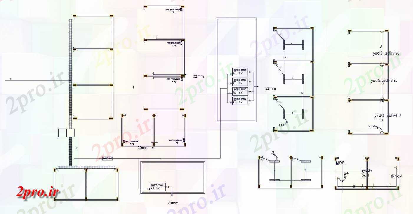 دانلود نقشه ساختمان اداری - تجاری - صنعتی  فروشگاه تجاری چیدمان برق (کد47941)