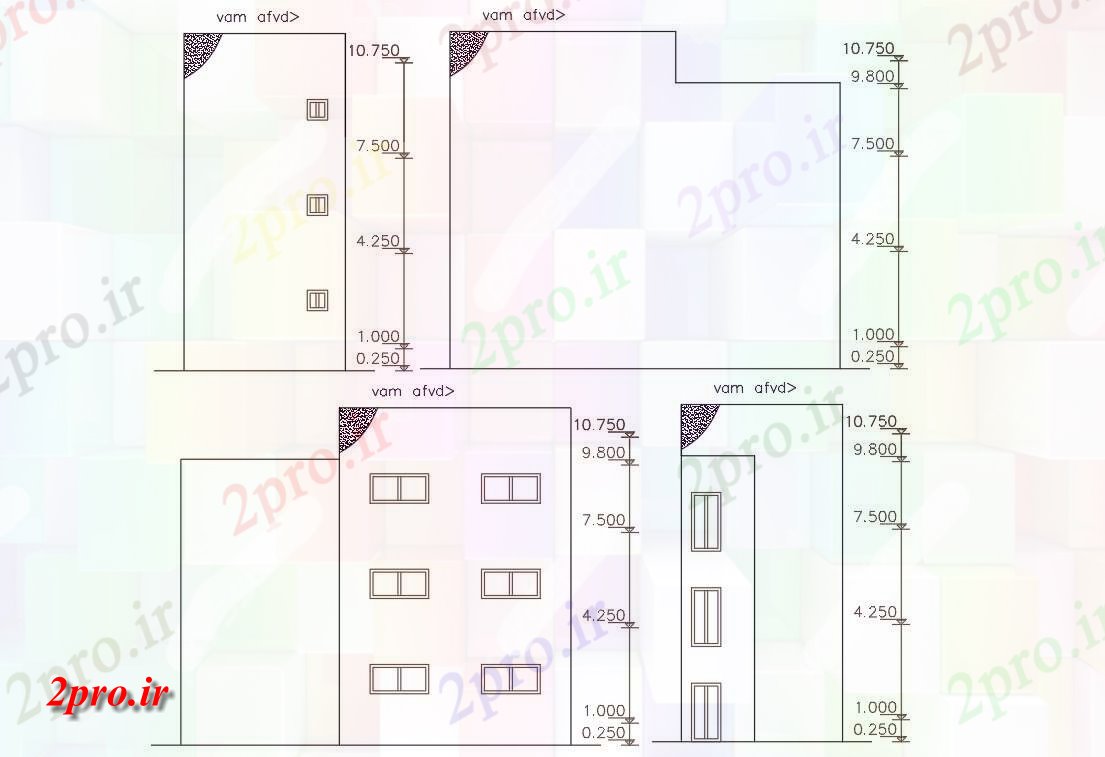 دانلود نقشه مسکونی  ، ویلایی ، آپارتمان  آپارتمان کوچک ساختمان نمای طراحی   (کد47942)