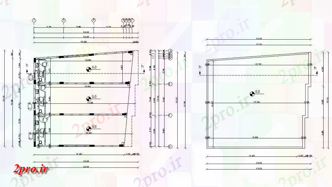 دانلود نقشه ساختمان اداری - تجاری - صنعتی فروشگاه تجاری طرحی طبقه با تراس طراحی (کد47948)