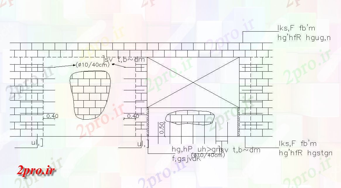 دانلود نقشه  جزئیات دیوار های آجری آجر مصالح ساختمانی دیوار   اتوکد  (کد47981)