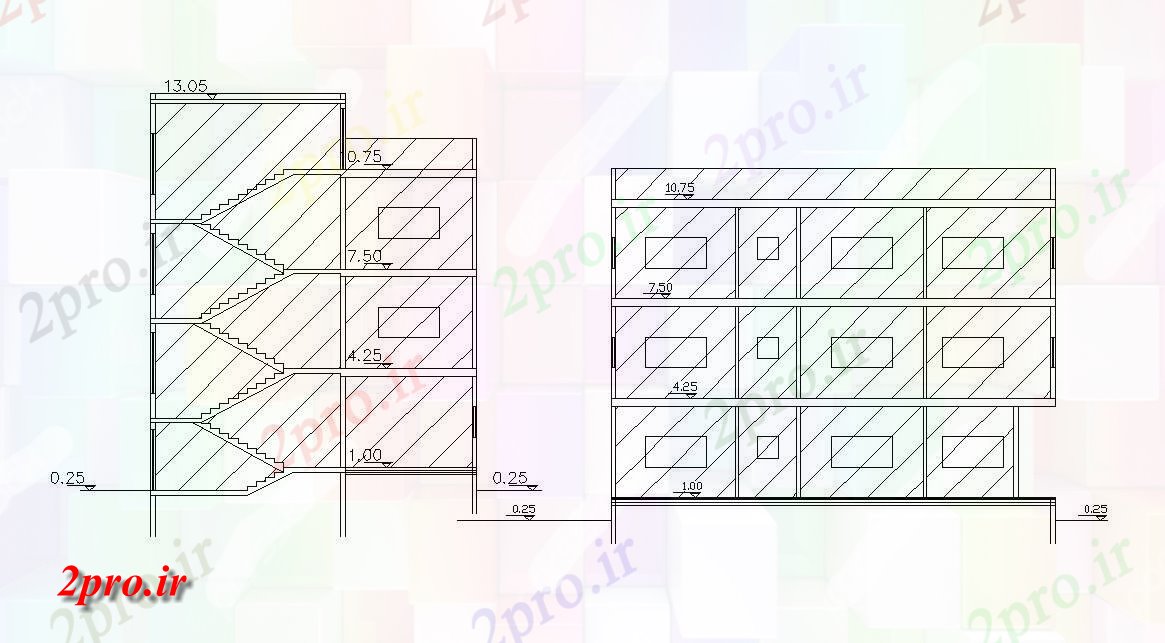 دانلود نقشه مسکونی  ، ویلایی ، آپارتمان  آپارتمان بخشی نمای به  (کد47983)