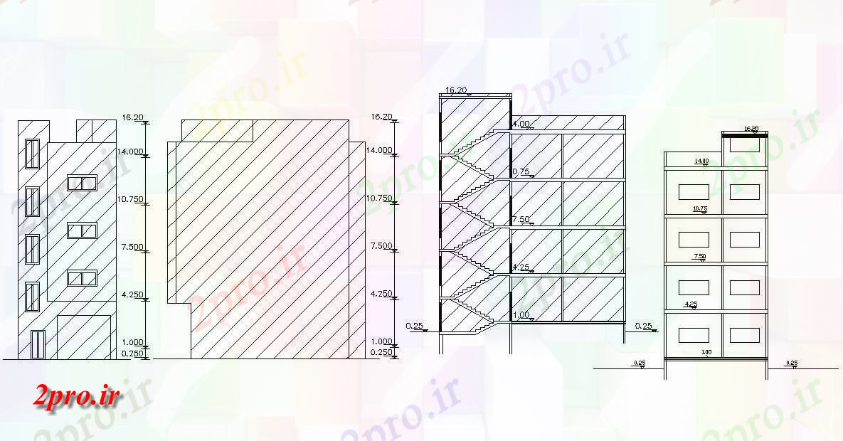 دانلود نقشه مسکونی  ، ویلایی ، آپارتمان  G + 3 آپارتمان   بخش و نمانشیمن (کد48007)