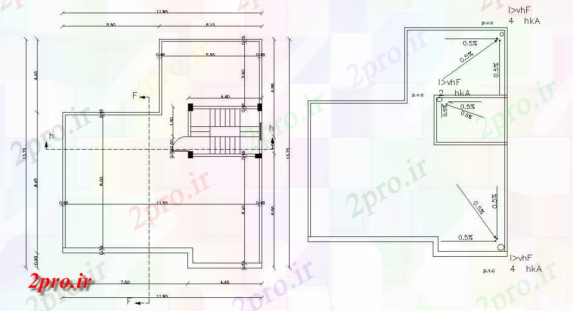 دانلود نقشه خانه های کوچک ، نگهبانی ، سازمانی - فوت مربع تراس ویلایی طرحی  (کد48008)